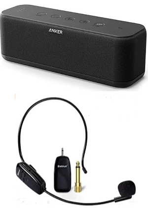 small portable microphone and speaker