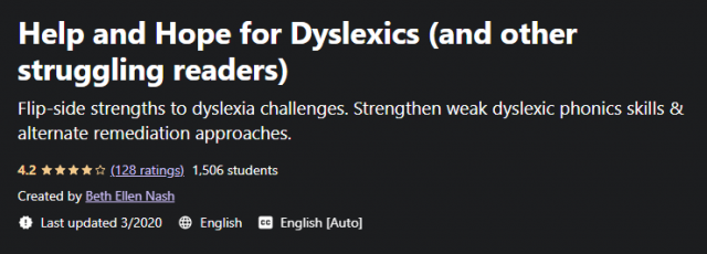 4. Help and Hope for Dyslexics & Other Struggling Readers (Udemy)