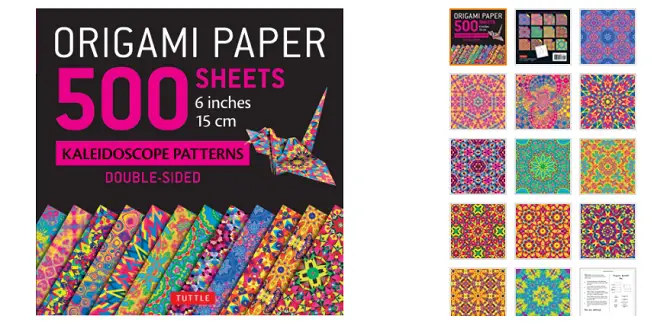 Origami paper with kaleidoscop patterns