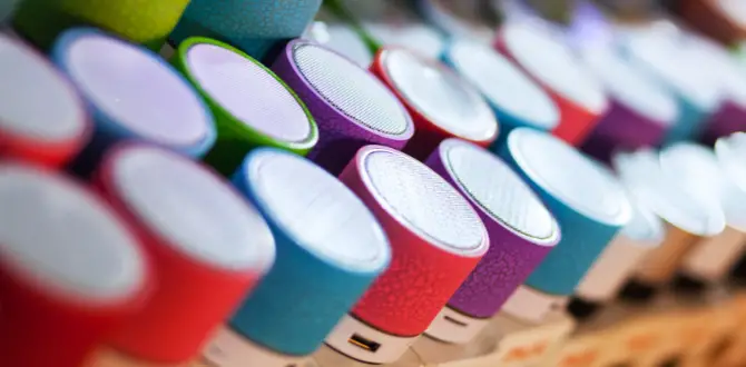 set of colorful speakers