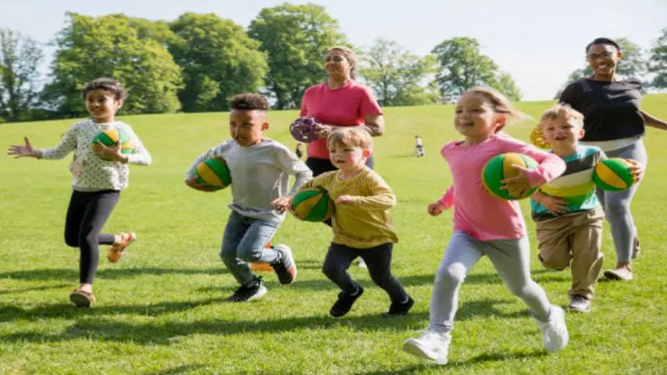 students ball activities on field