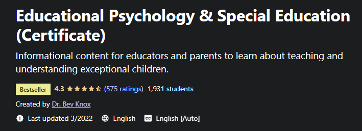 5. Educational Psychology & SpEd (Udemy)