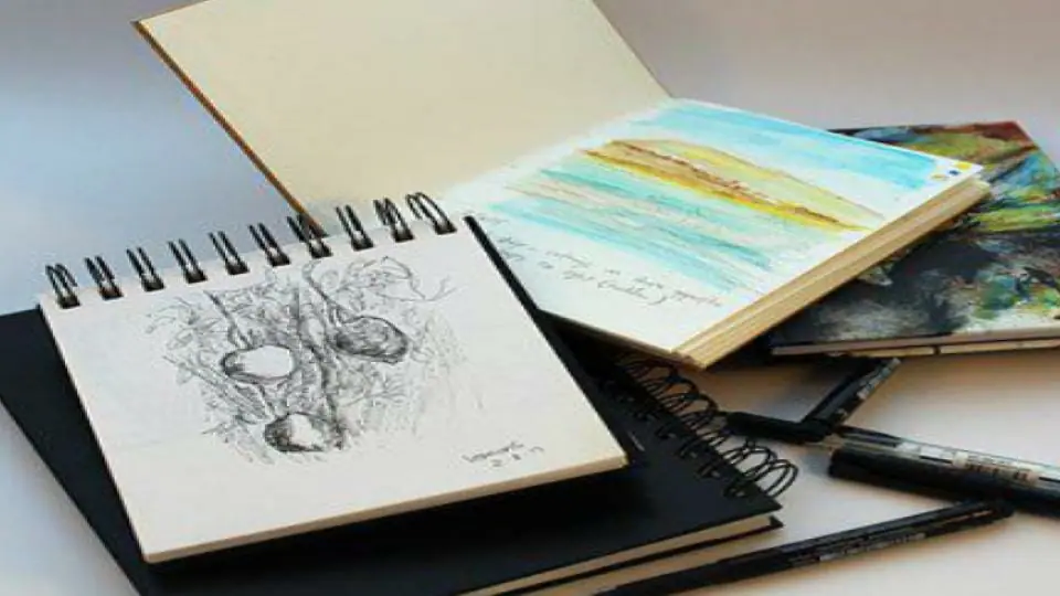 drawing book with sketches