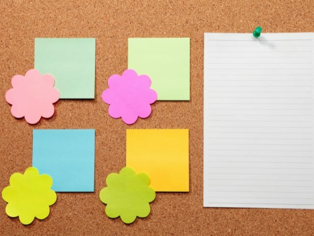 colorful bulletin board with flowers on board