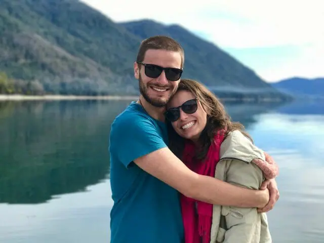 lovely couple with lake background