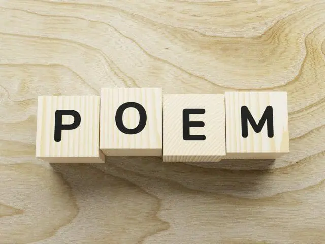 poem word on a wooden blocks