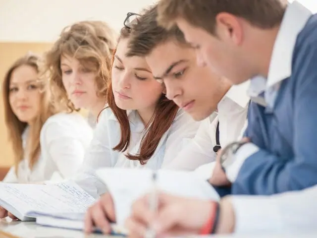 students reading in classroom