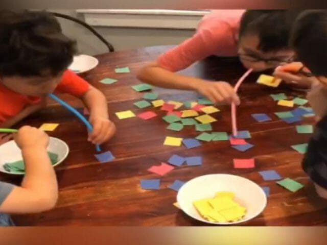 colored paper pick straw school activity